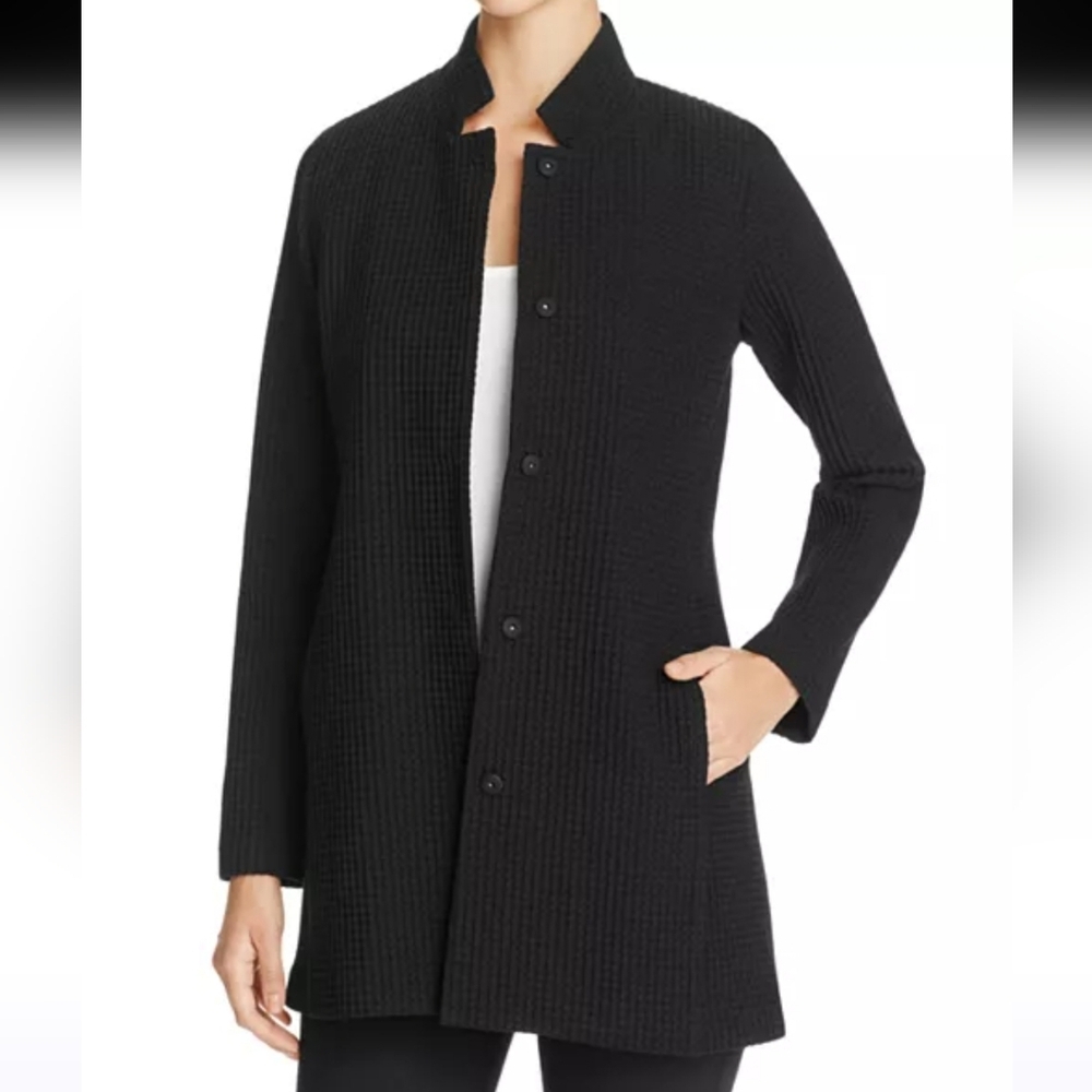 Eileen Fisher Textured Long Waffle Knit Jacket Size‎ Large Petite